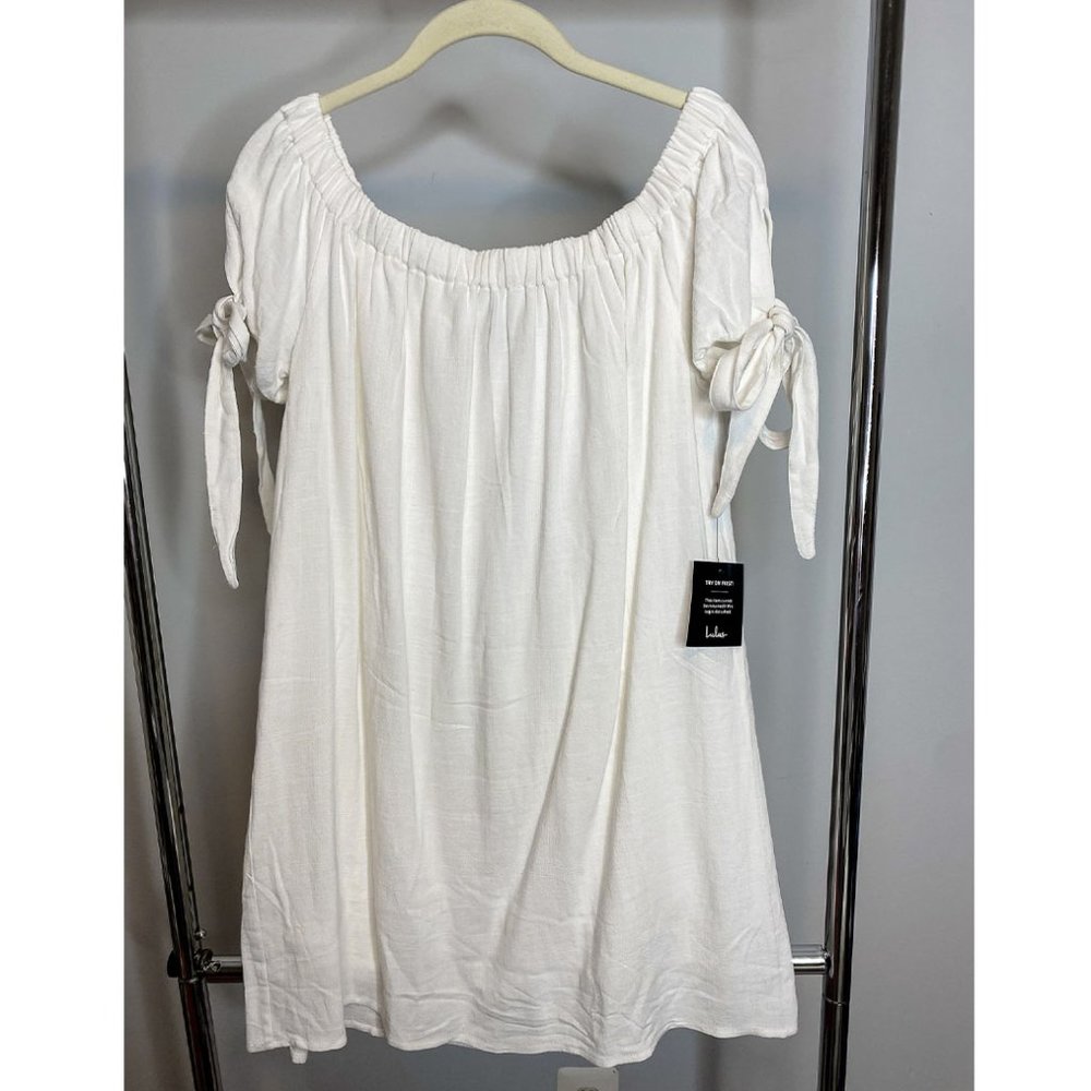 Off The Shoulder White Mini Dress (Lulus)